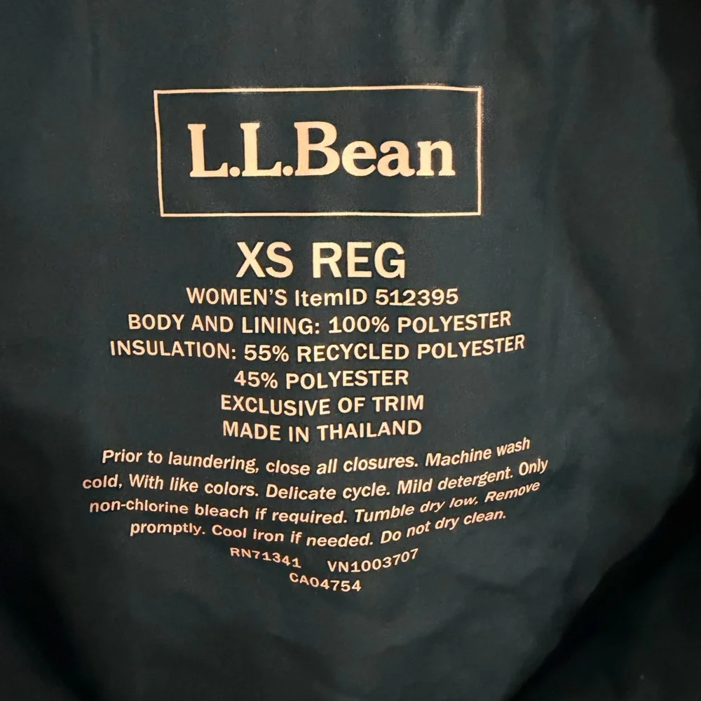 L.L. Bean Teal and Green Quilted Jacket Women’s Size XS - Picture 5 of 5